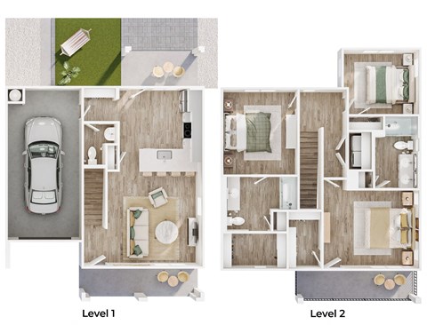 Floor plan for 3 beds, 2 baths, 1376 sqft